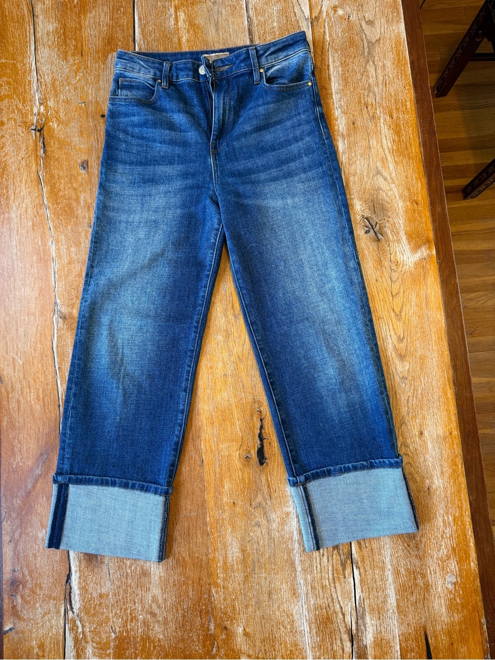 KUT from the cloth stretch Women's Dark Blue Cuffed Straight-Leg Jeans